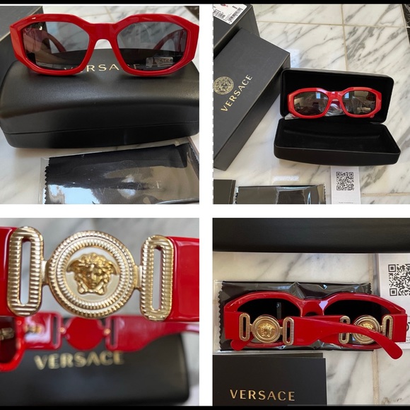 VERSACE UNISEX STRIKING RED AND GOLD SIGNATURE MEDUSA MOTIF SUNGLASSES main image 7